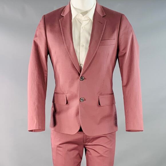 PAUL SMITH Size 38 Burgundy Mauve Cotton Blend Single Breasted Slim Fit Suit - Picture 1 of 16